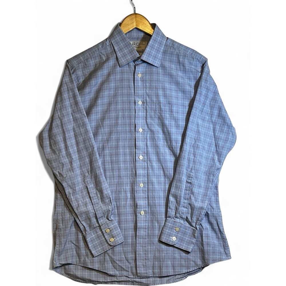 Charles Tyrwhitt Dress Shirt Sz 16x33 Slim Fit Blue Striped Button Down